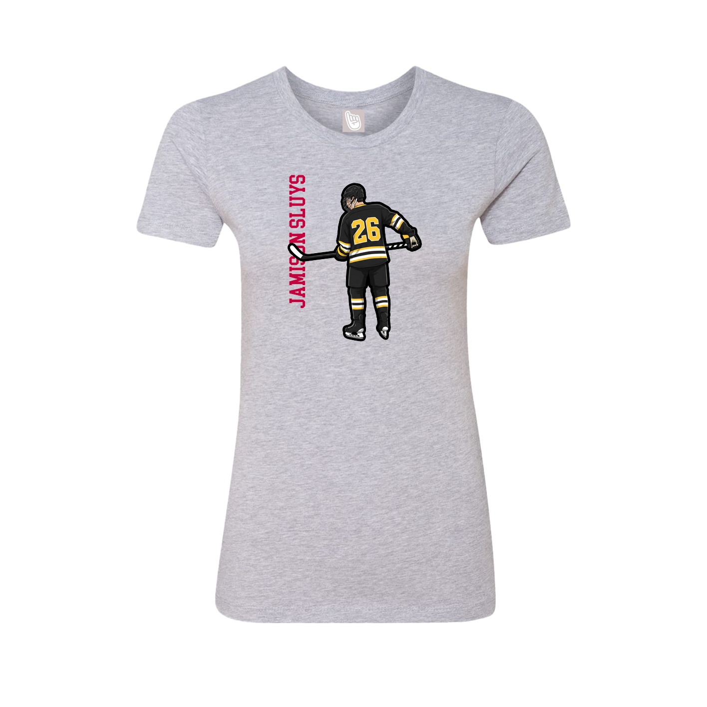 Fitted Women's Tee — Name Vertical in Grey