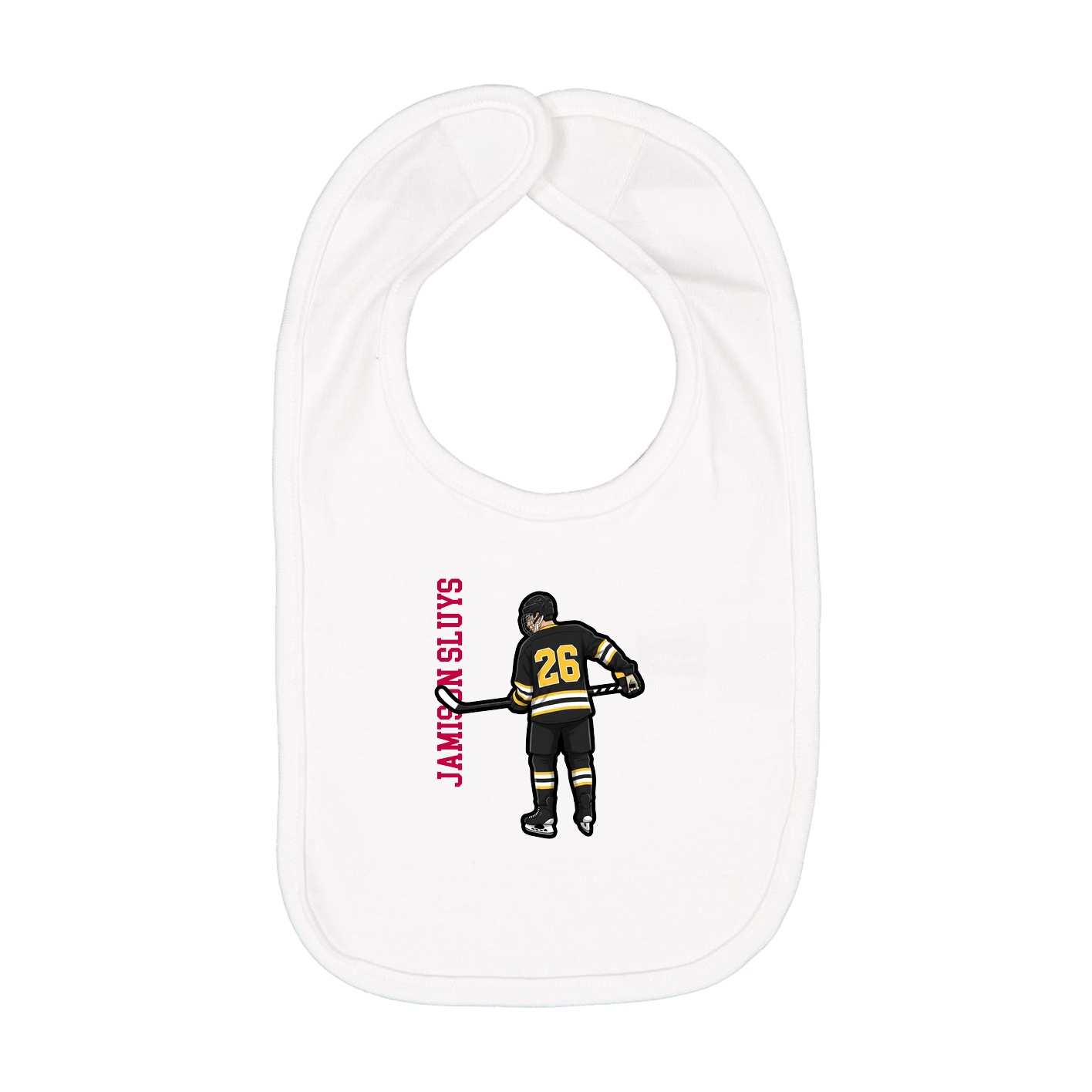 Infant Bib — Name Vertical in White