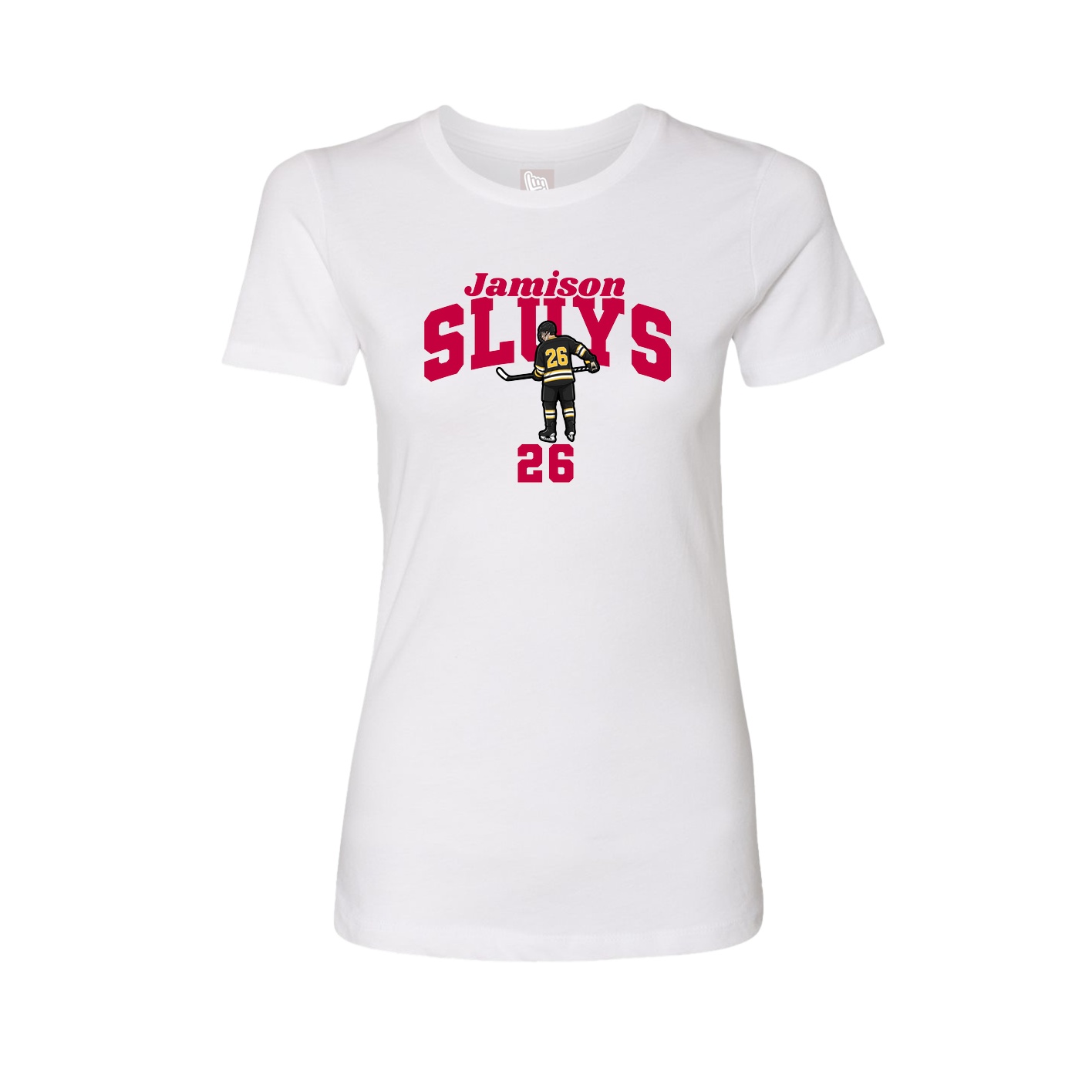Fitted Women's Tee — Signature Arch in White