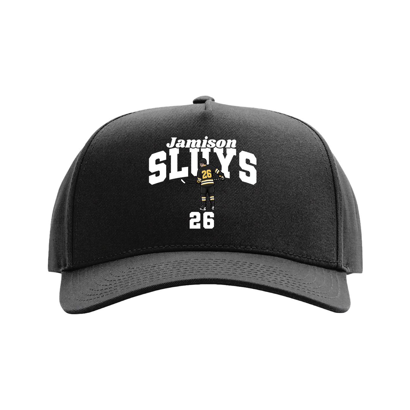 Full Fabric Five-Panel Champ Cap — Signature Arch in Black