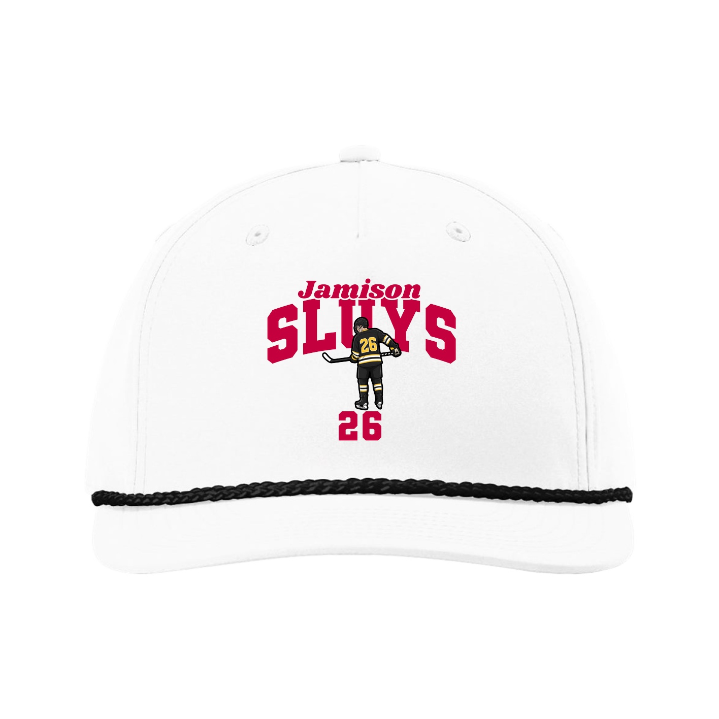 Five-Panel Classic Rope Cap — Signature Arch in White