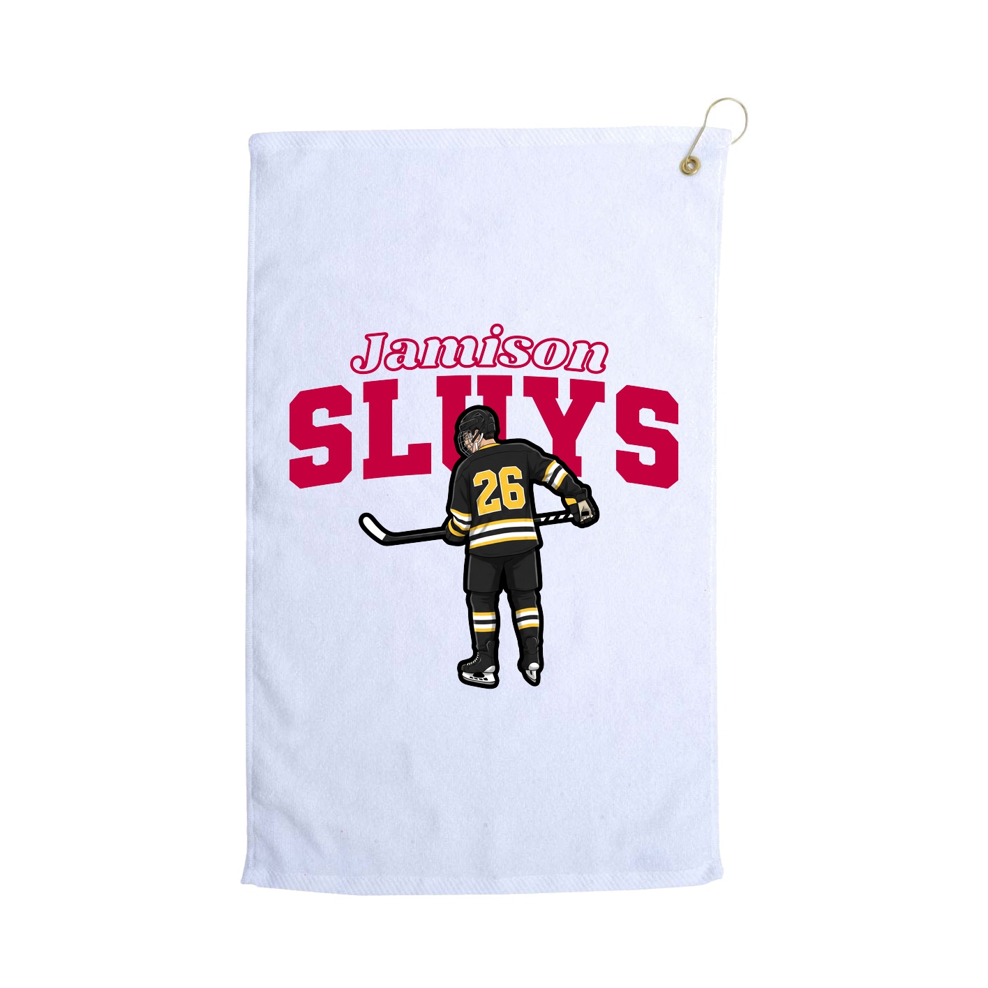 Golf Towel — Name Arch in White