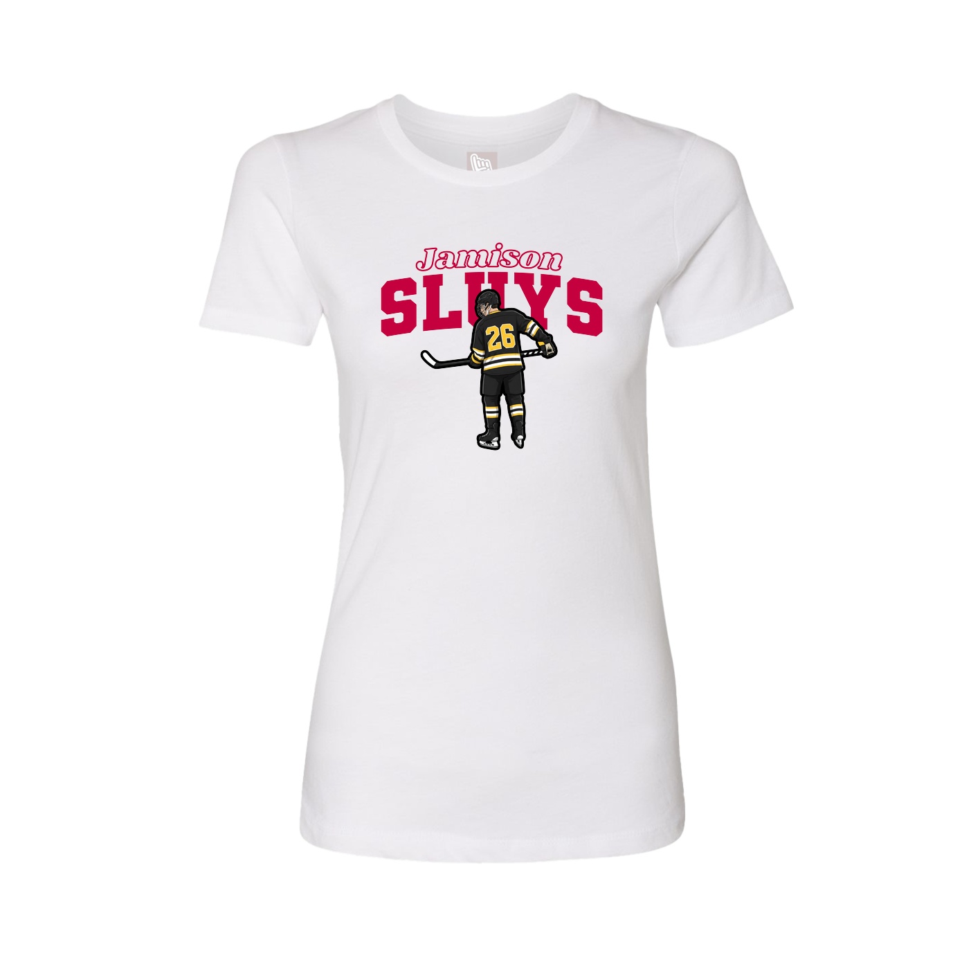 Fitted Women's Tee — Name Arch in White