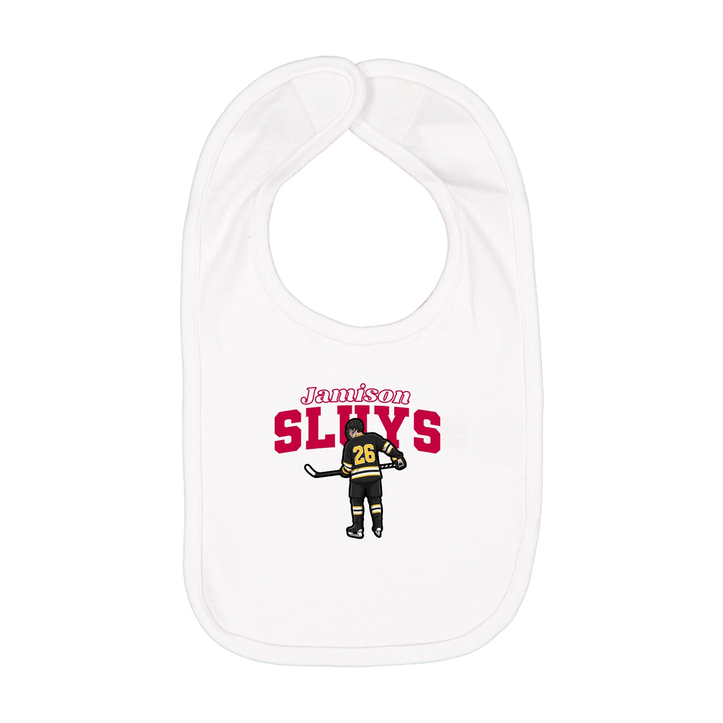 Infant Bib — Name Arch in White