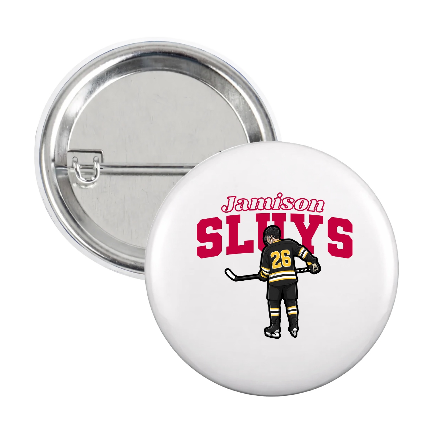 Game Day Button — Name Arch in White