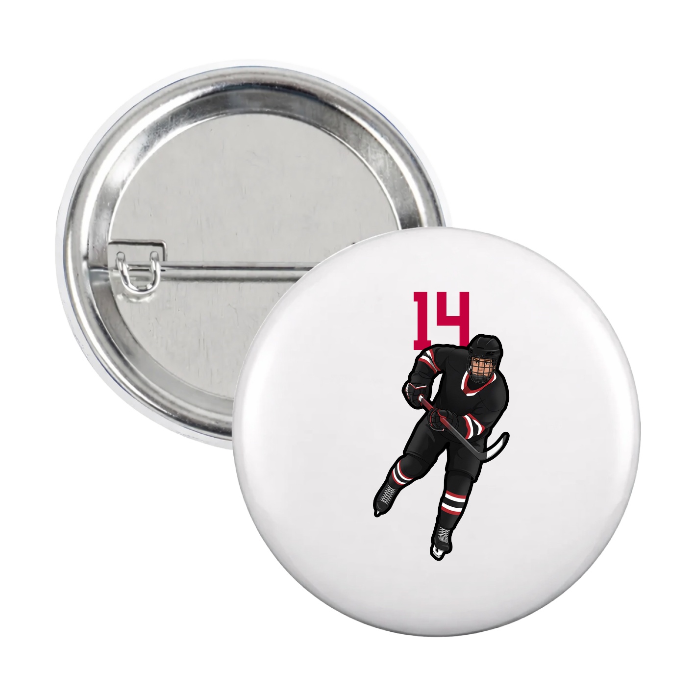 Game Day Button — Number Top in White