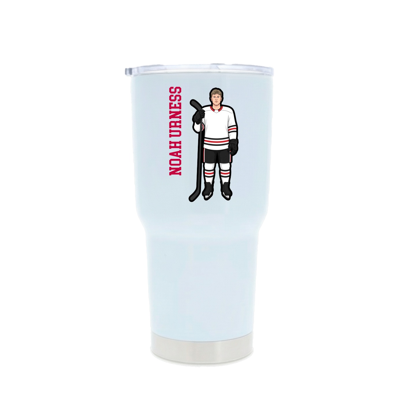 30oz Stainless Steel Tumbler — Name Vertical in White