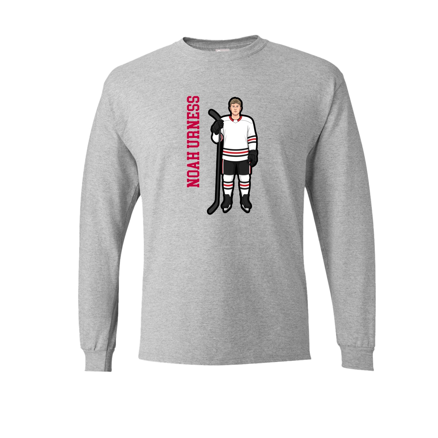 Long Sleeve Tee — Name Vertical in Grey