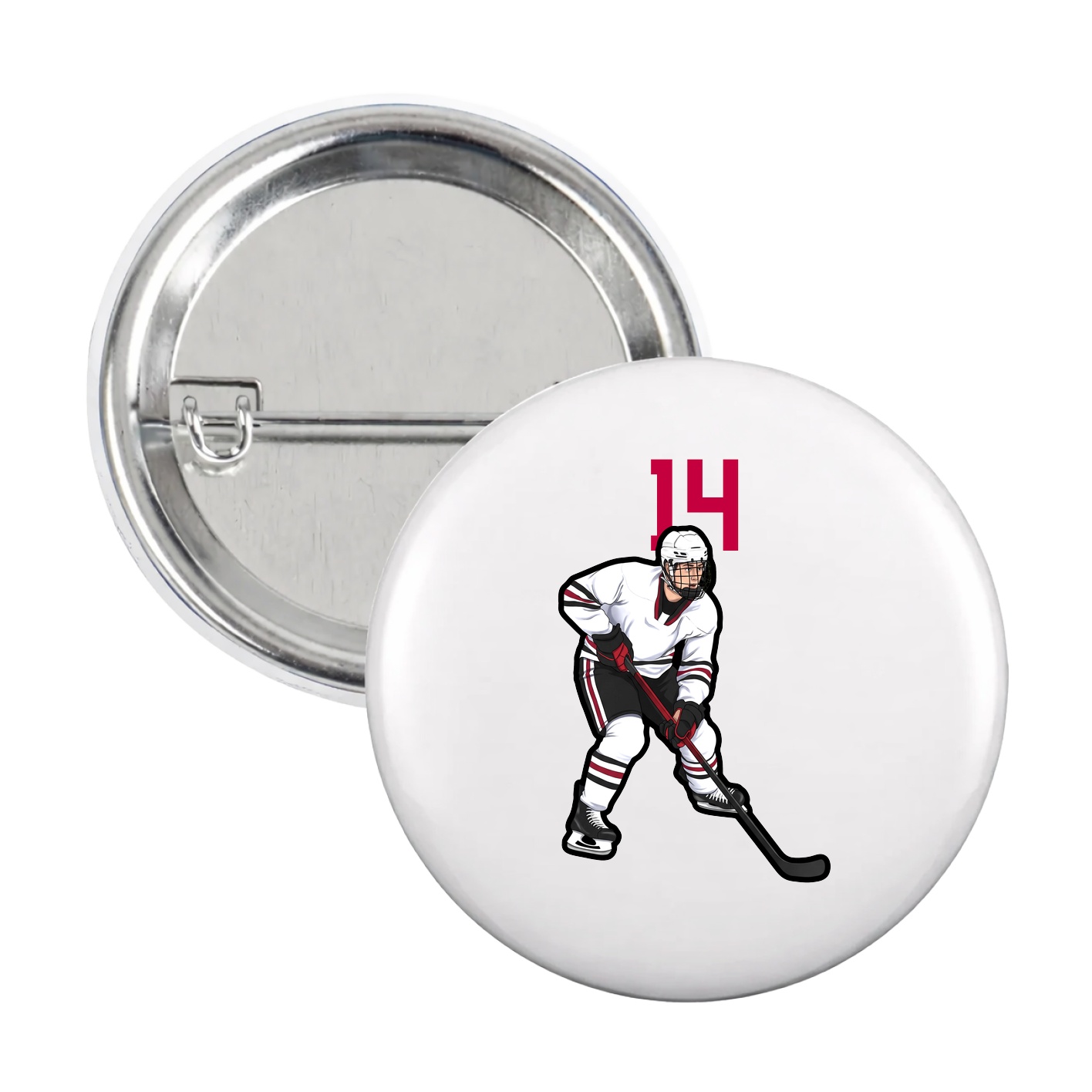 Game Day Button — Number Top in White