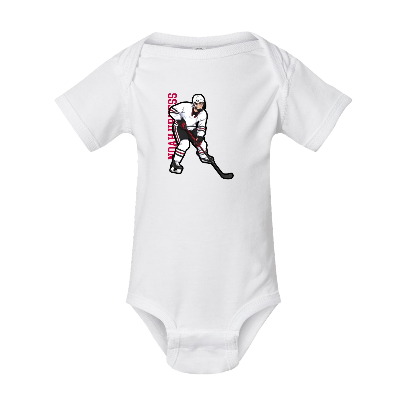 Baby Onesie — Name Vertical in White