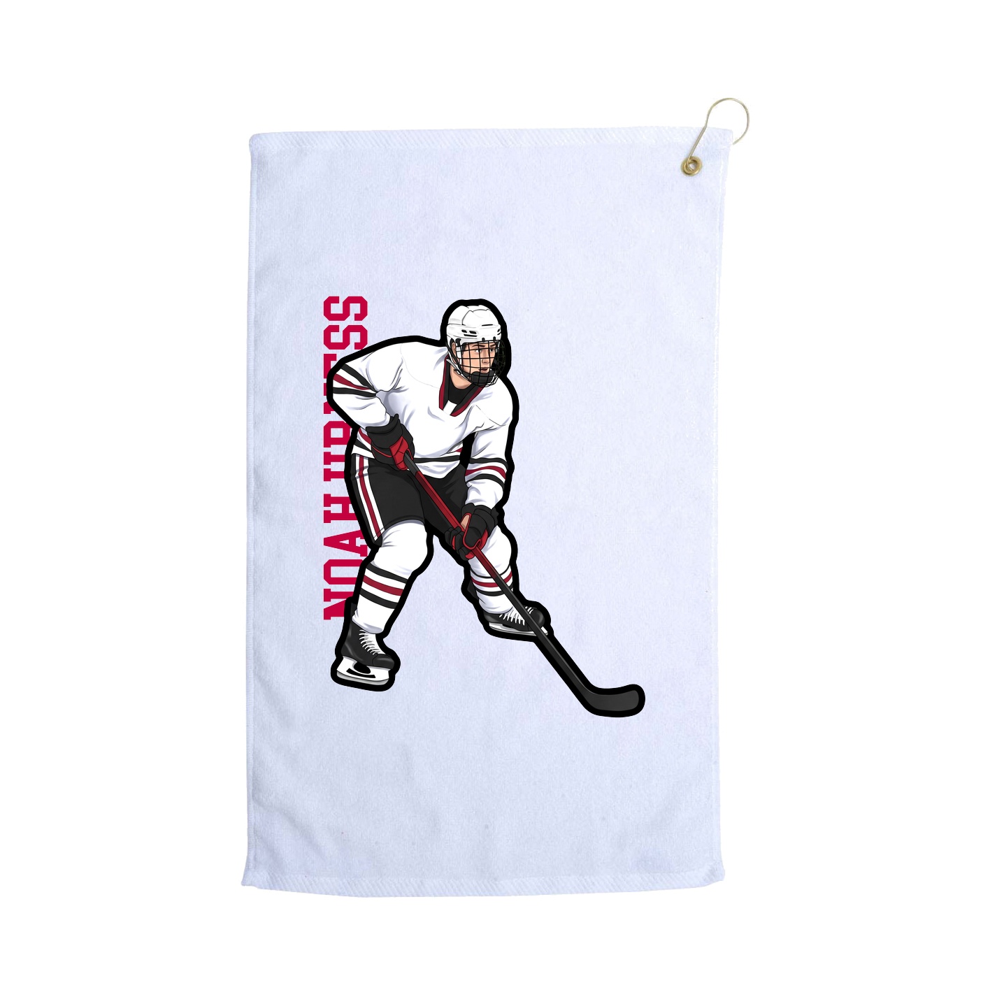 Golf Towel — Name Vertical in White