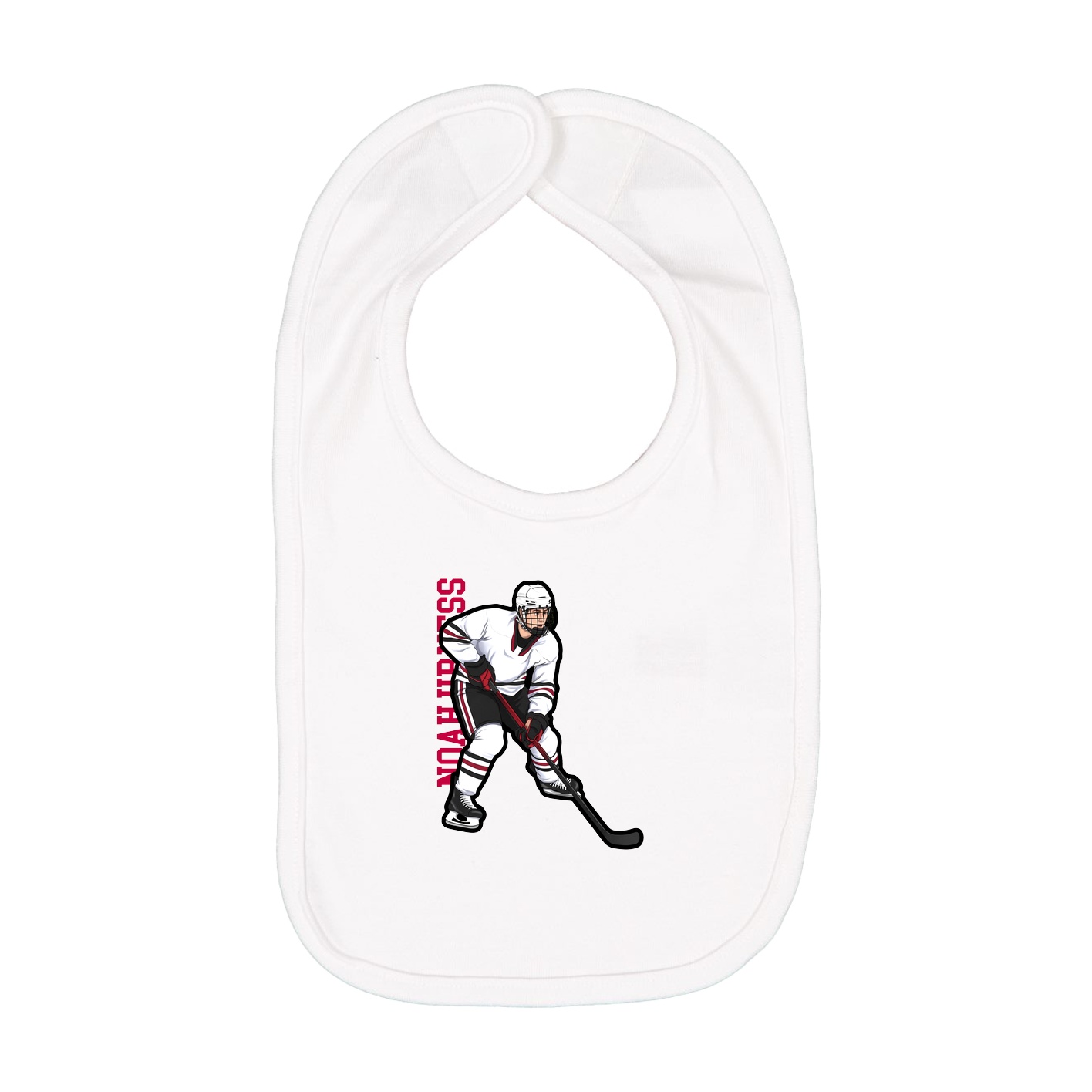 Infant Bib — Name Vertical in White