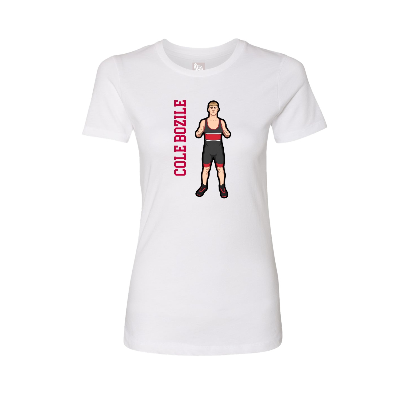 Fitted Women's Tee — Name Vertical in White