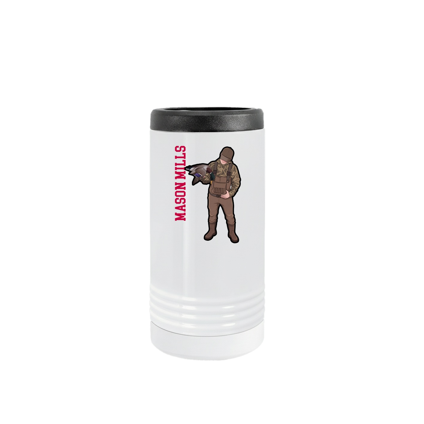 Slim Beverage Holder — Name Vertical in White