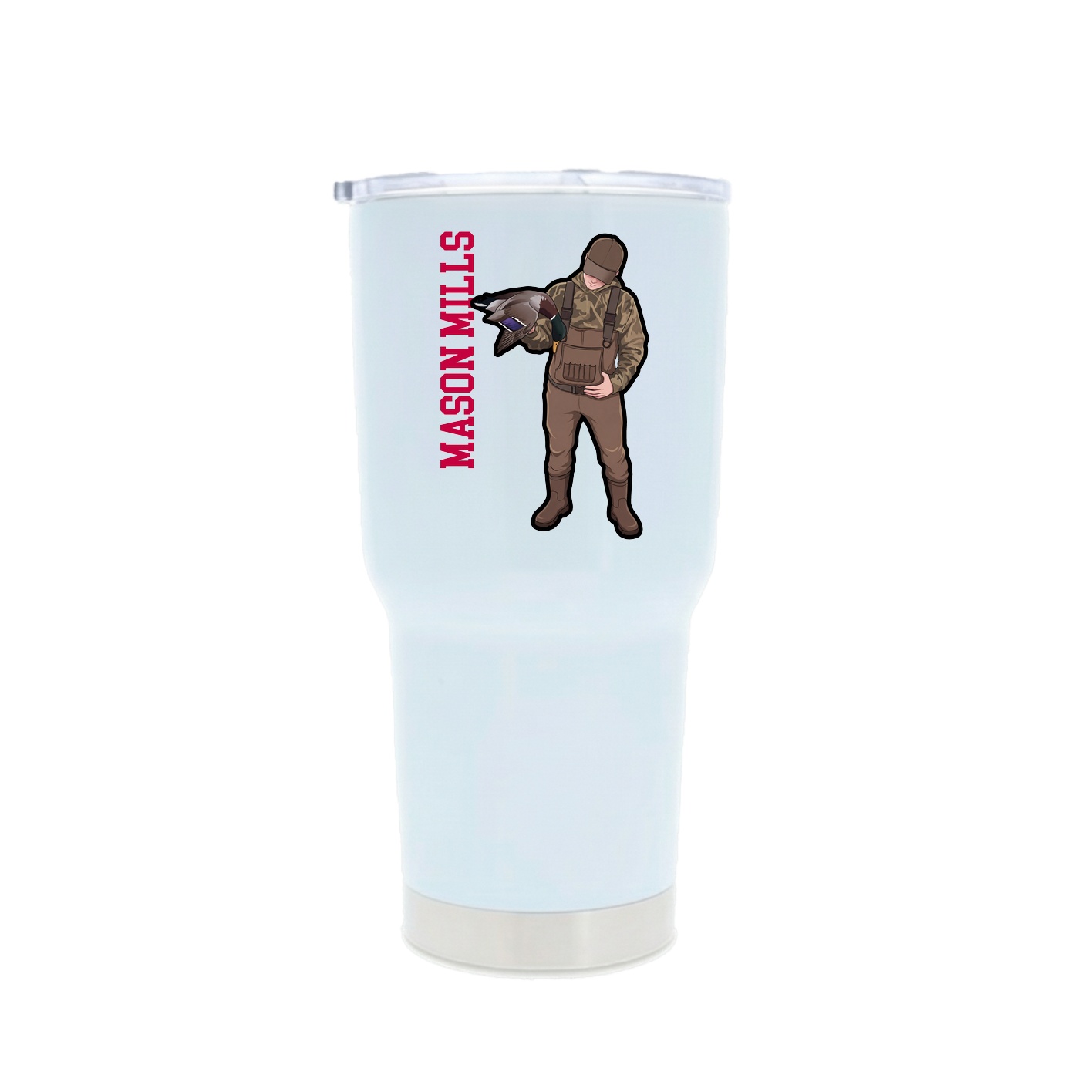 30oz Stainless Steel Tumbler — Name Vertical in White