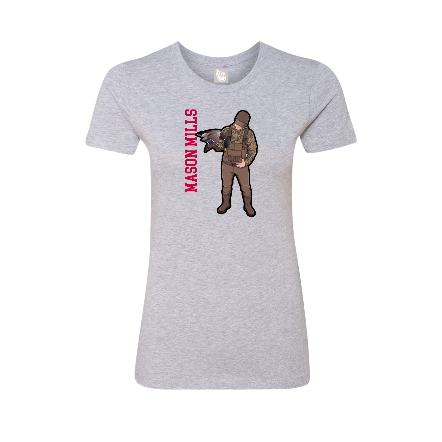 Fitted Women's Tee — Name Vertical in Grey