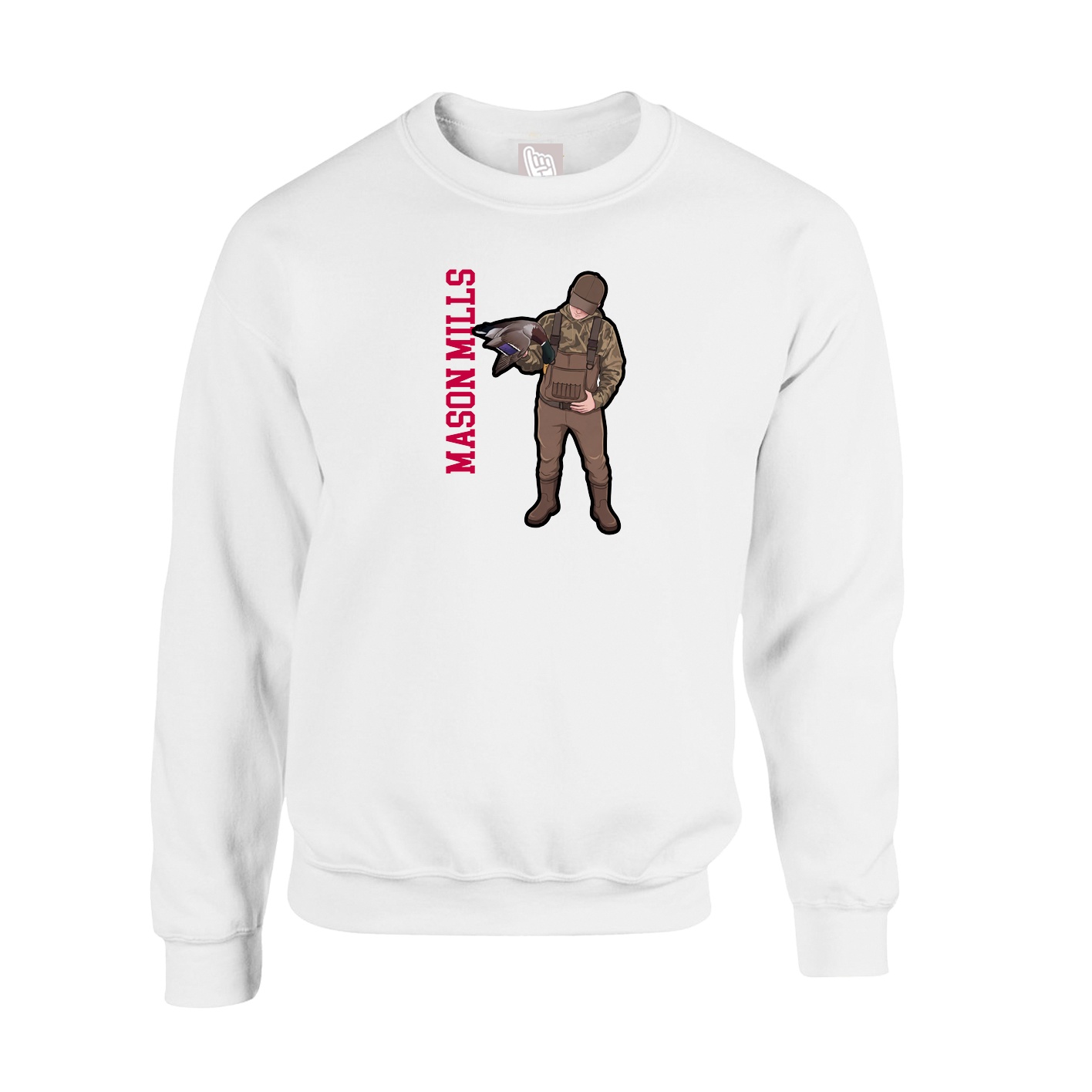 Fleece Crew — Name Vertical in White