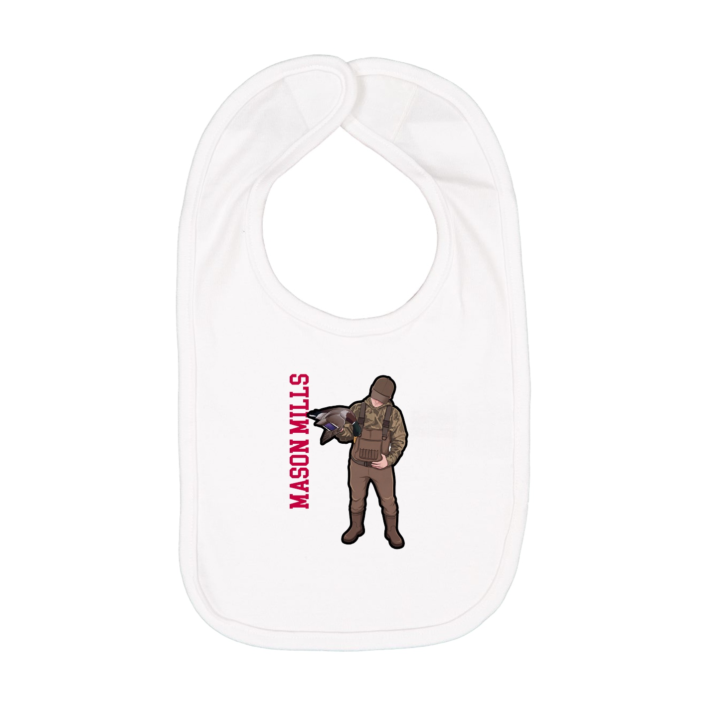 Infant Bib — Name Vertical in White