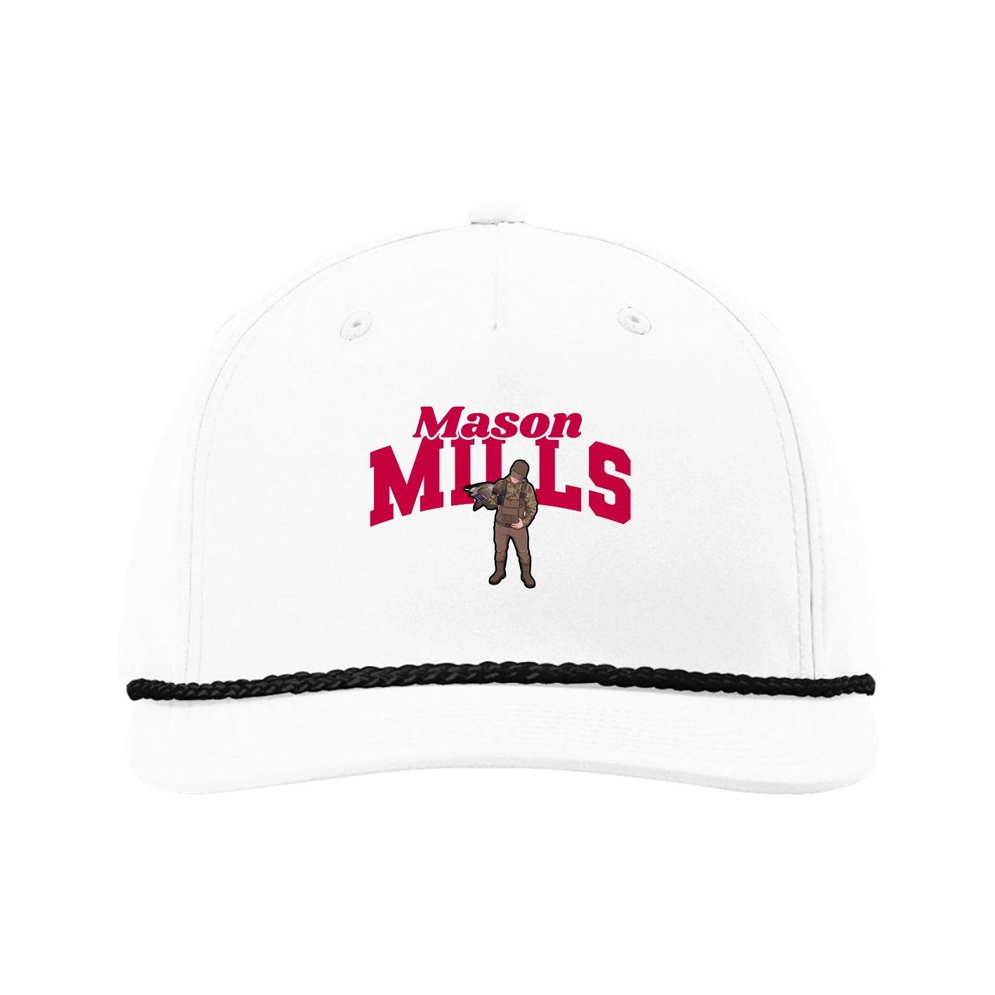 Five-Panel Classic Rope Cap — Signature Arch in White