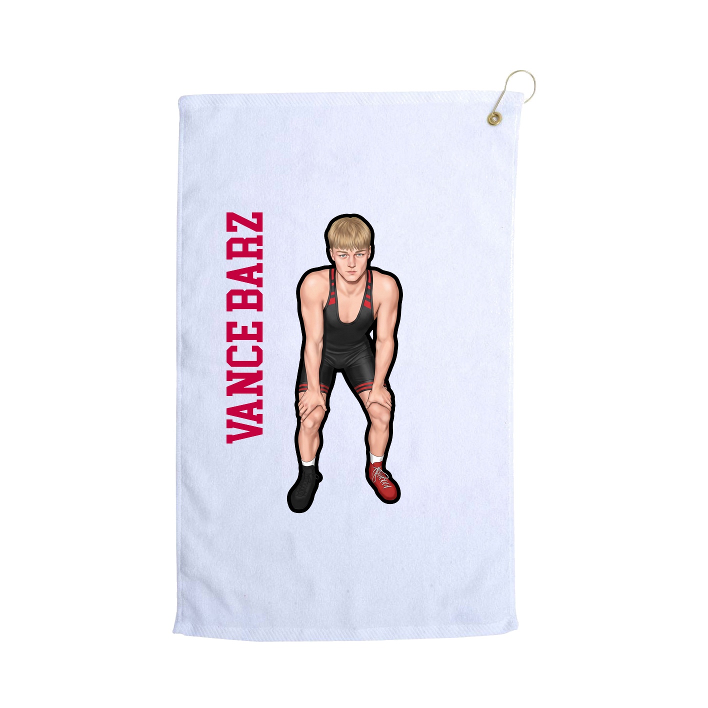 Golf Towel — Name Vertical in White