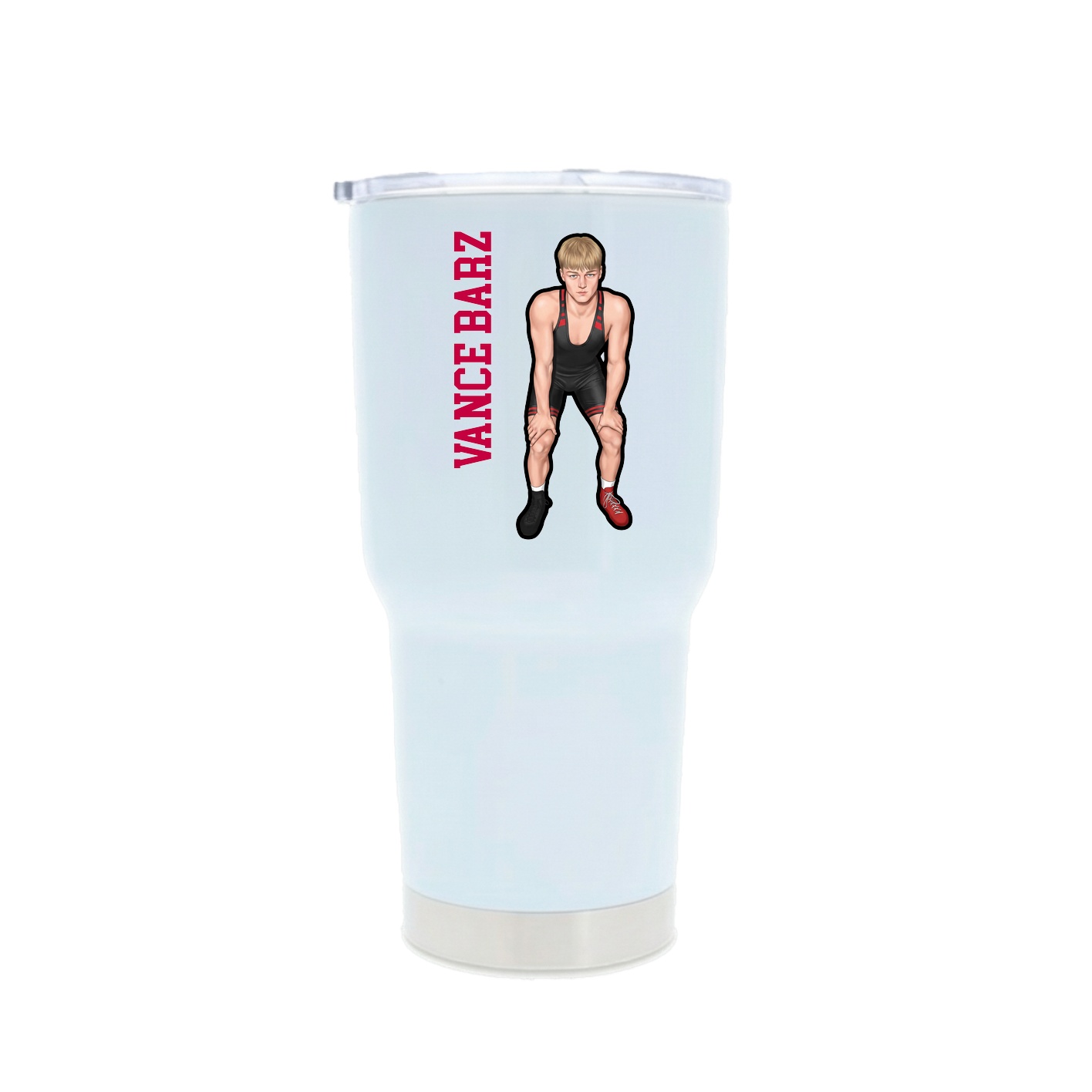 30oz Stainless Steel Tumbler — Name Vertical in White