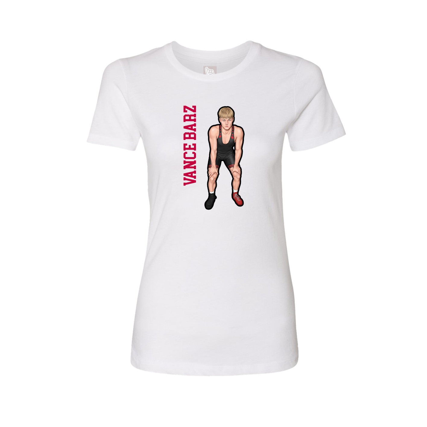 Fitted Women's Tee — Name Vertical in White