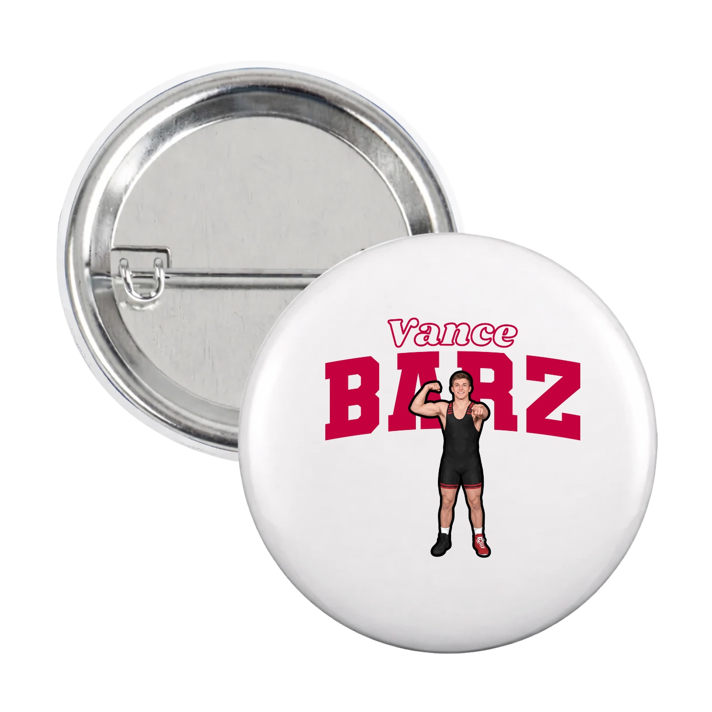 Game Day Button — Name Arch in White