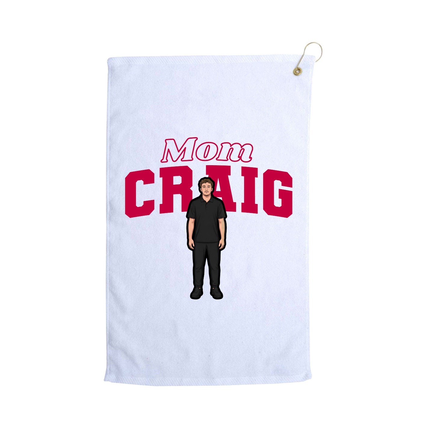 Golf Towel — Mothers Day Block in White