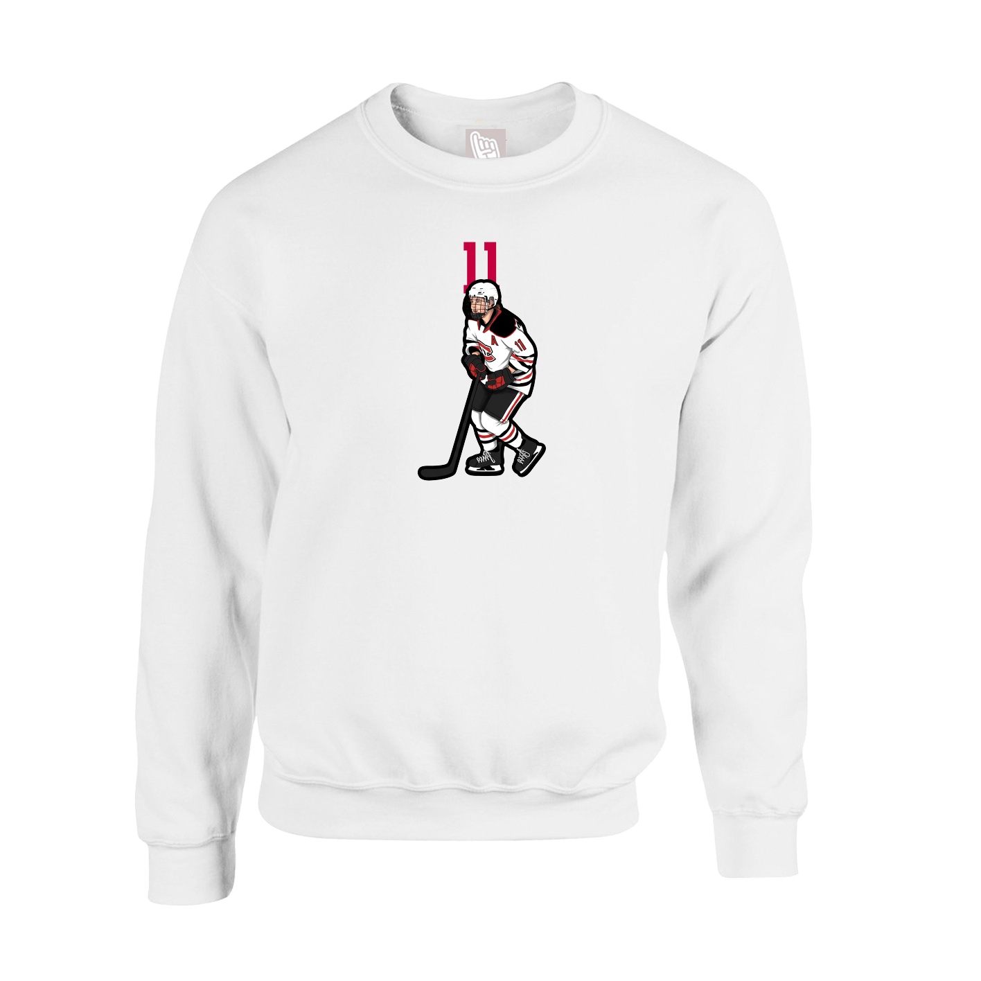 Fleece Crew — Number Top in White