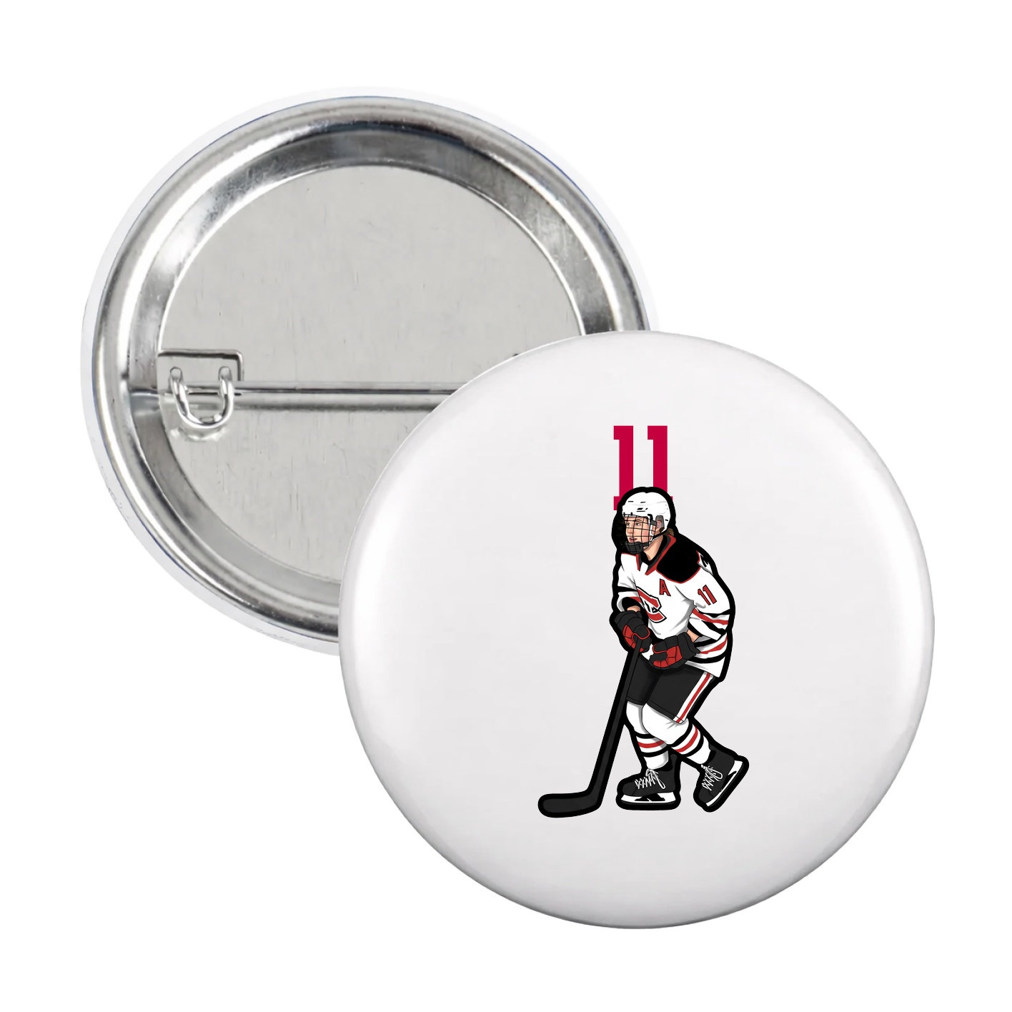 Game Day Button — Number Top in White