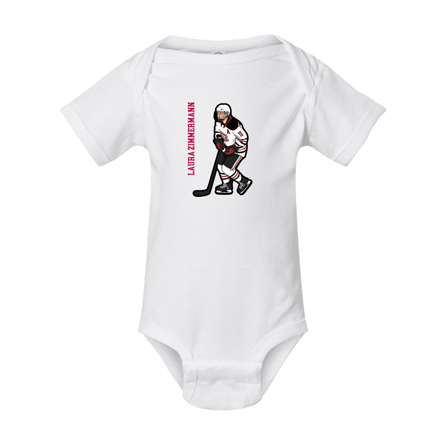 Baby Onesie — Name Vertical in White