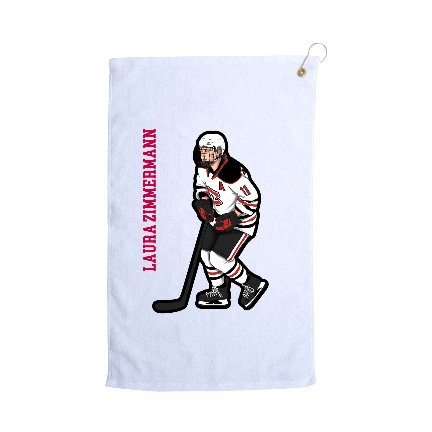 Golf Towel — Name Vertical in White