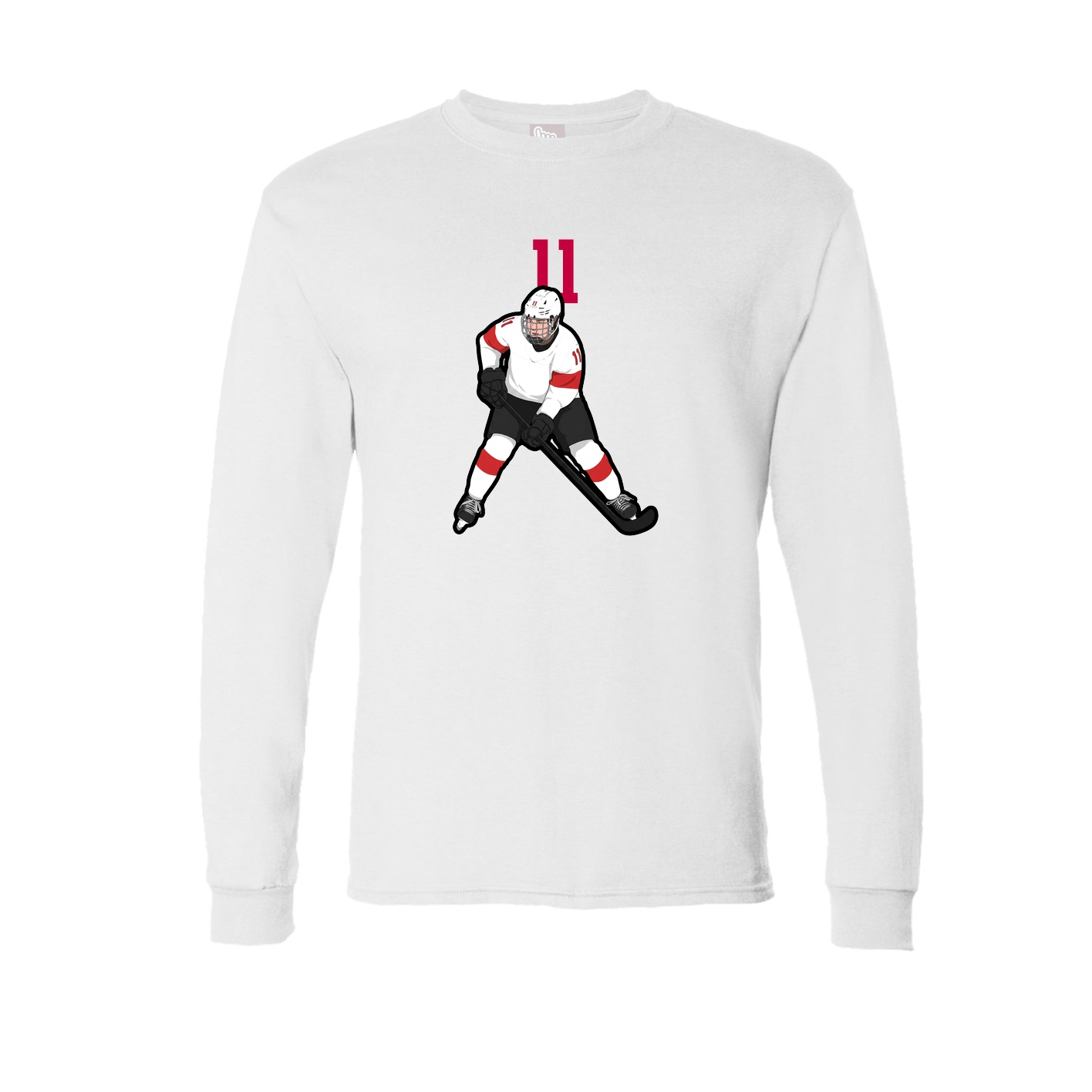 Long Sleeve Tee — Number Top in White