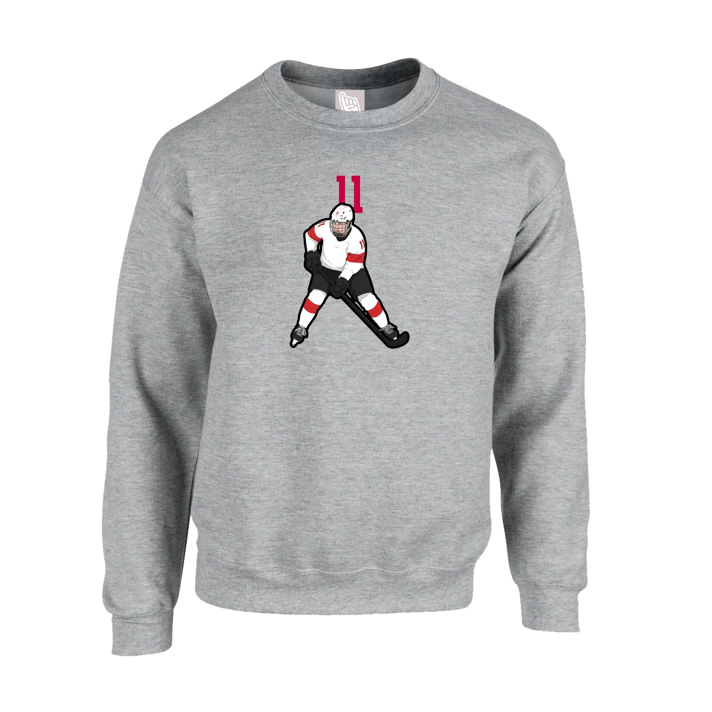 Fleece Crew — Number Top in Grey