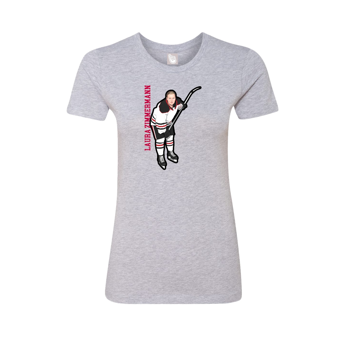 Fitted Women's Tee — Name Vertical in Grey