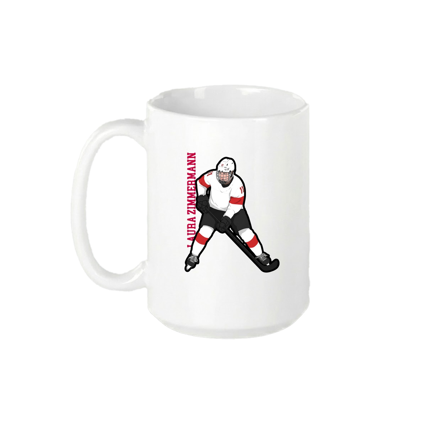15oz Coffee Mug — Name Vertical in White