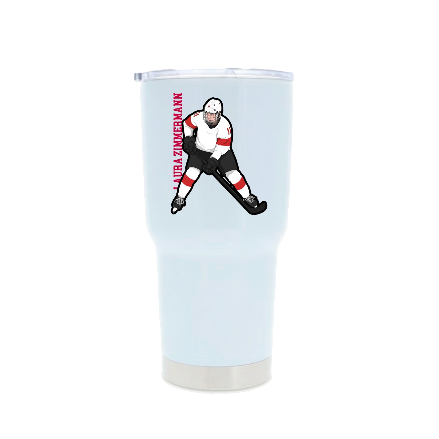 30oz Stainless Steel Tumbler — Name Vertical in White