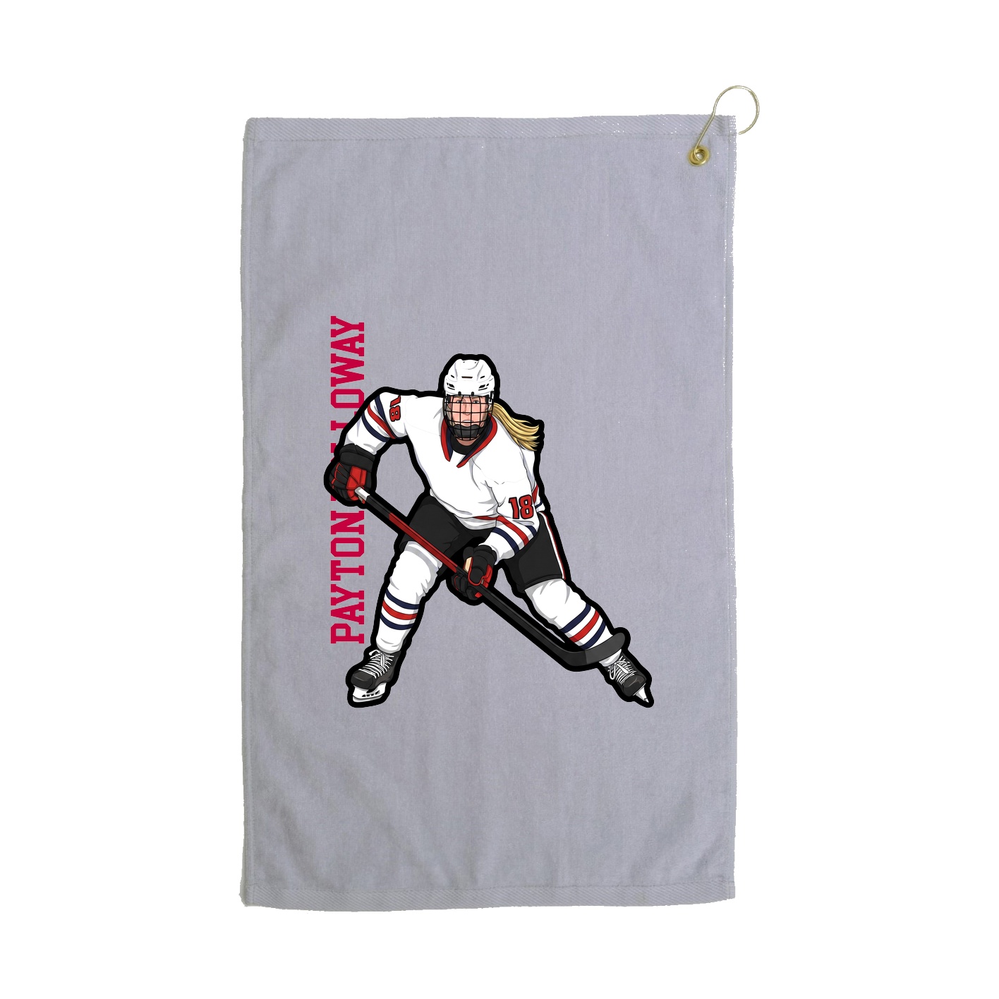 Golf Towel — Name Vertical in Grey