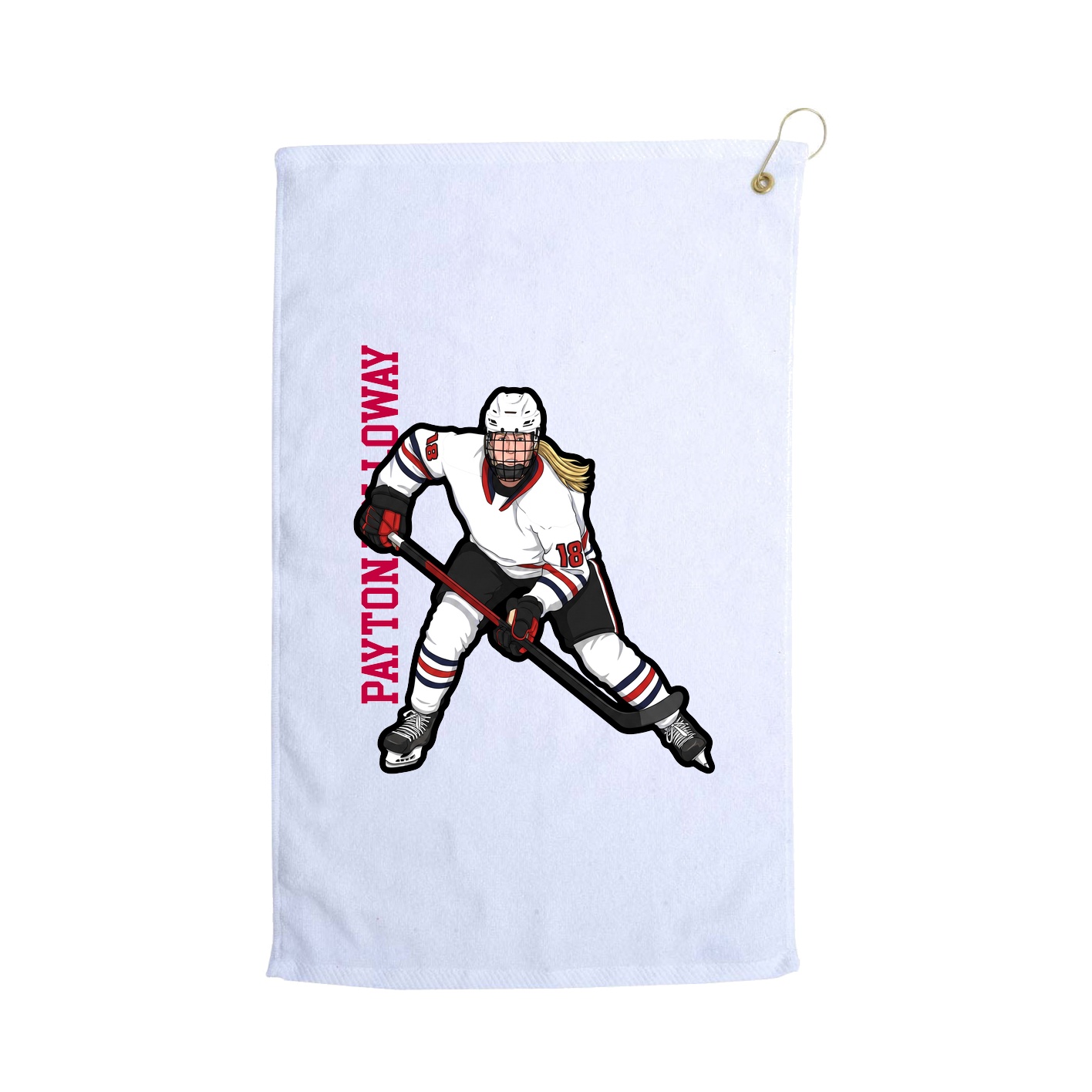 Golf Towel — Name Vertical in White