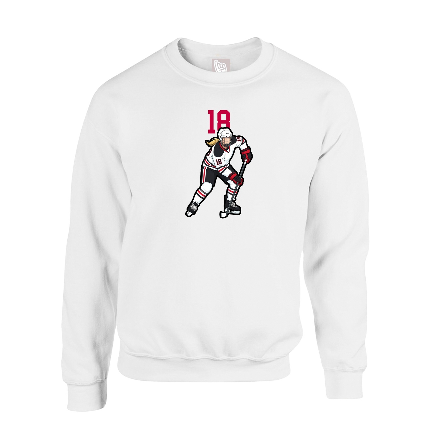 Fleece Crew — Number Top in White