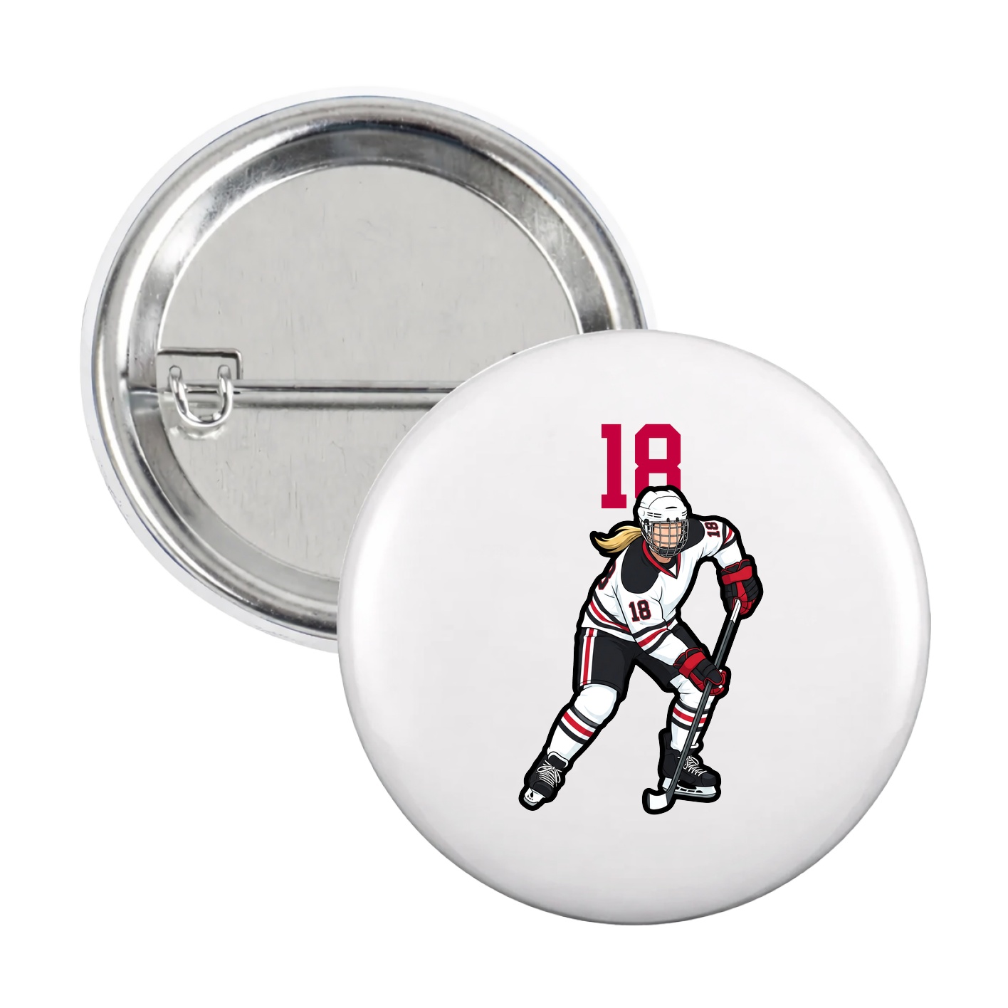 Game Day Button — Number Top in White