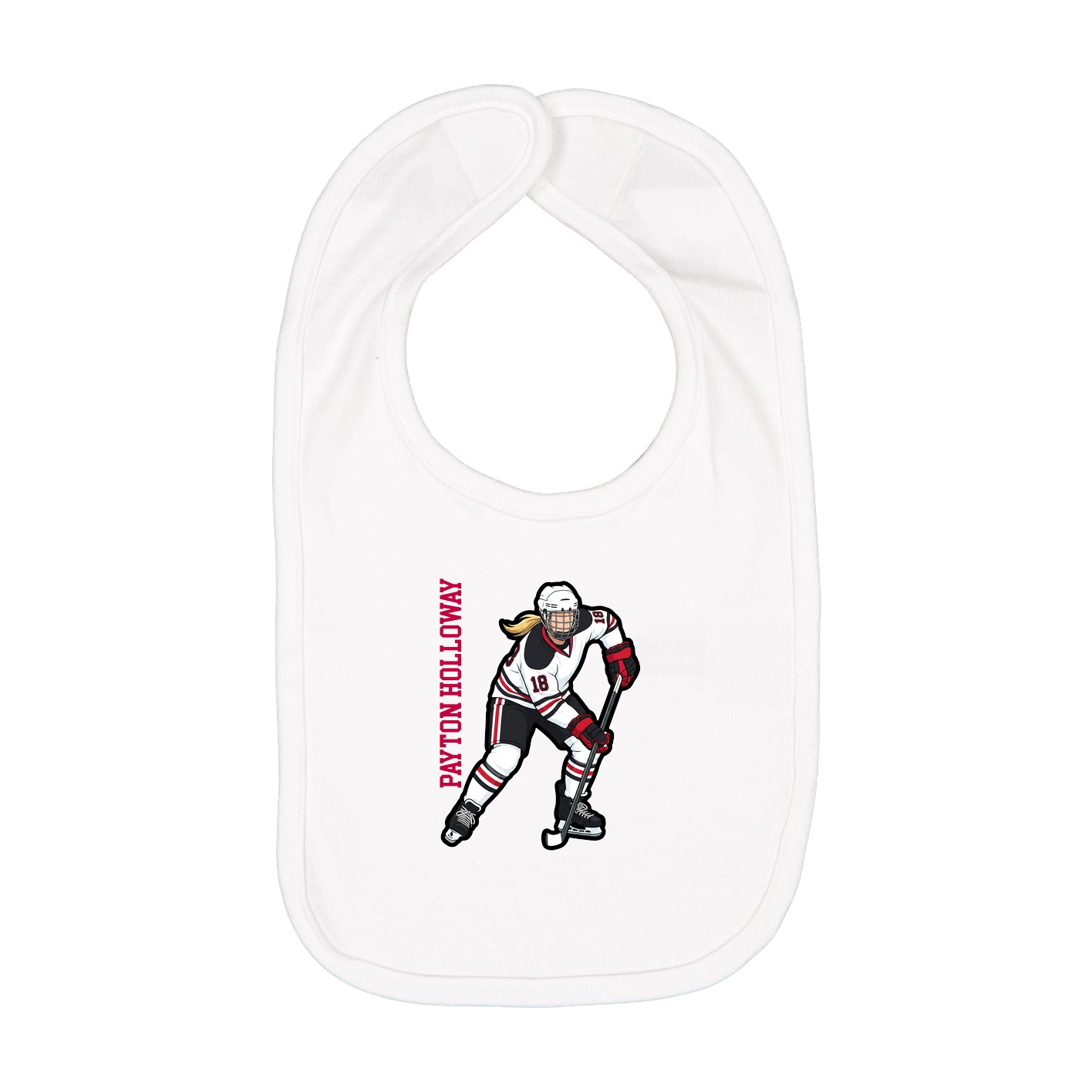 Infant Bib — Name Vertical in White