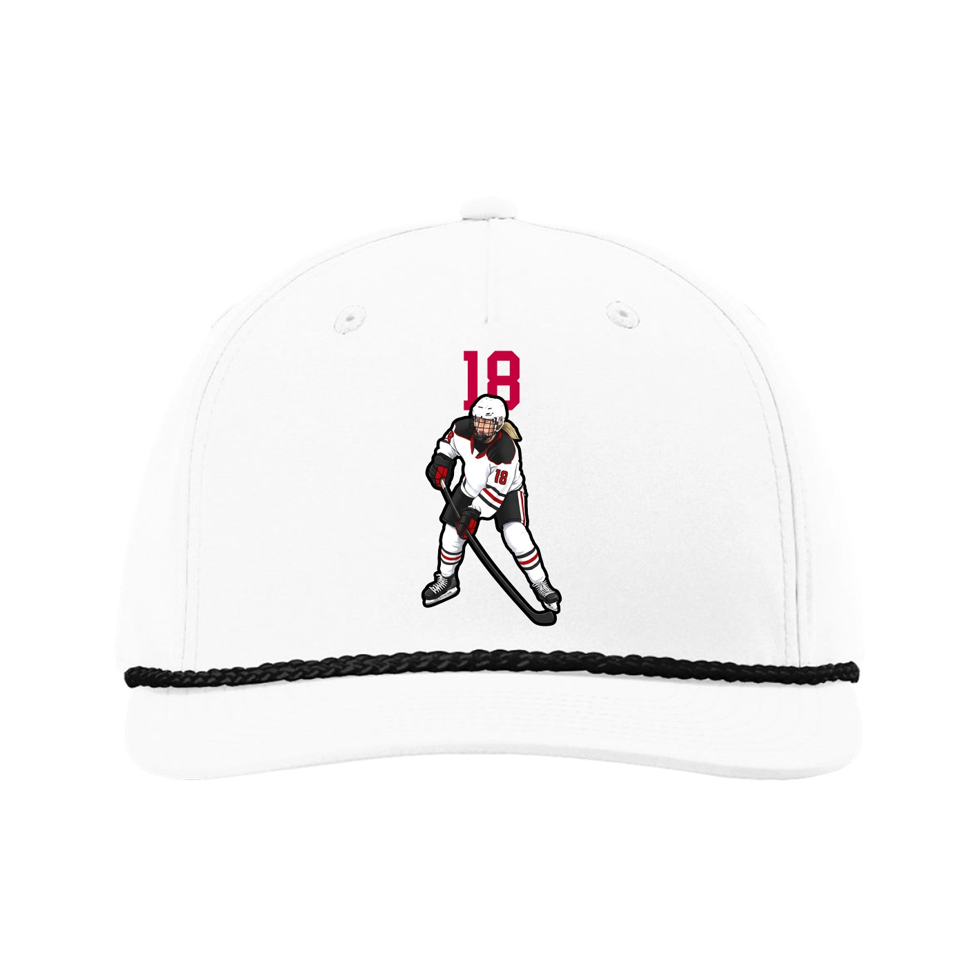 Five-Panel Classic Rope Cap — Number Top in White
