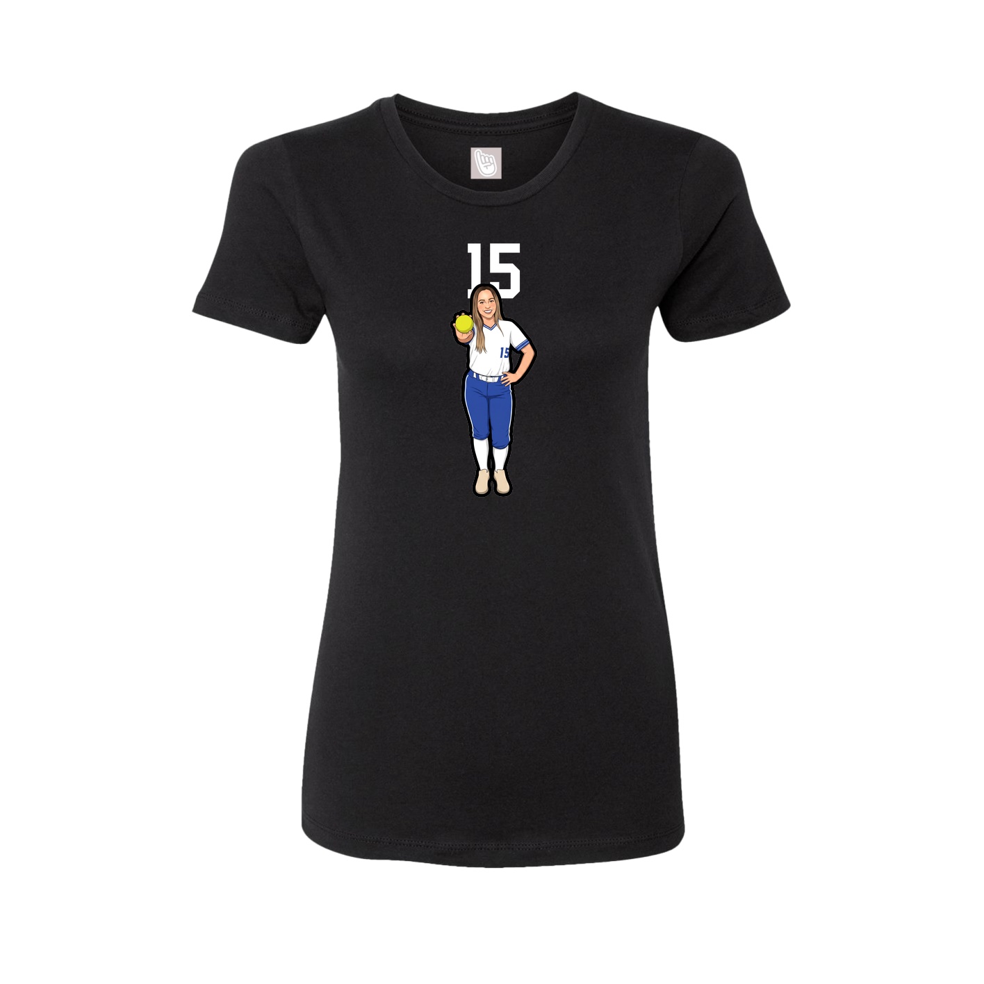 Fitted Women's Tee — Number Top in Black