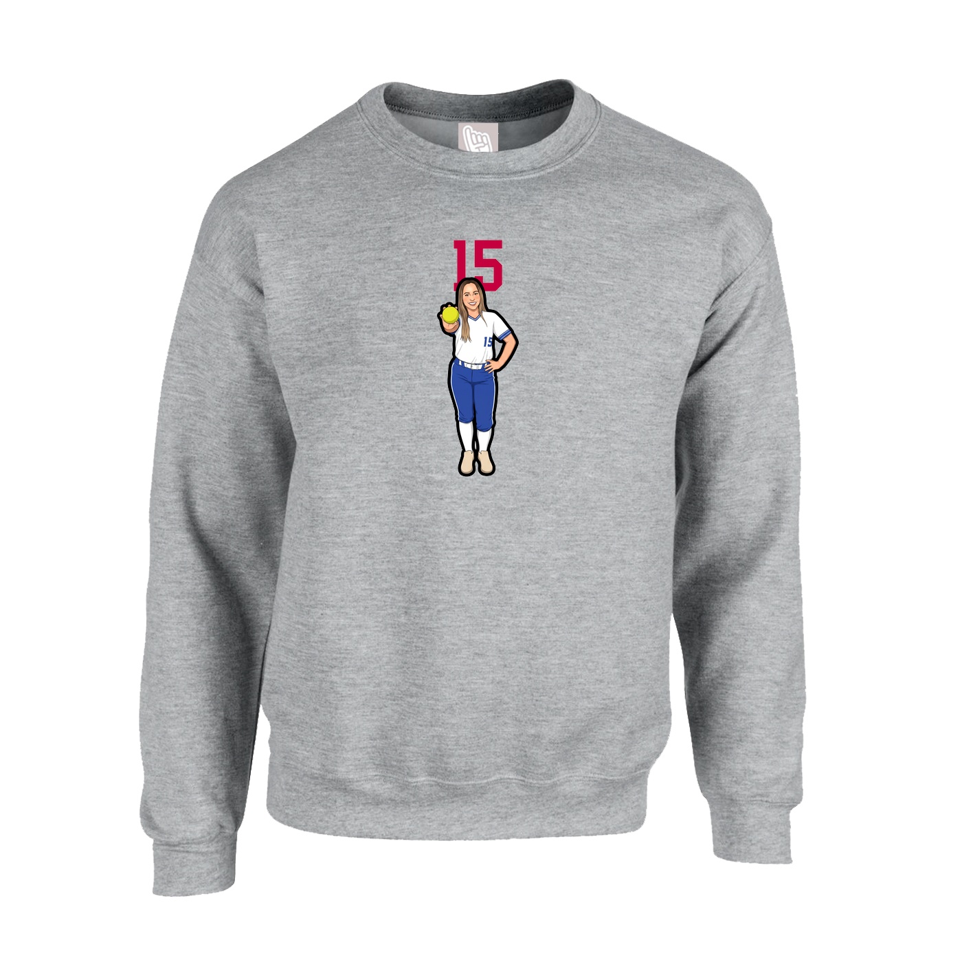 Fleece Crew — Number Top in Grey