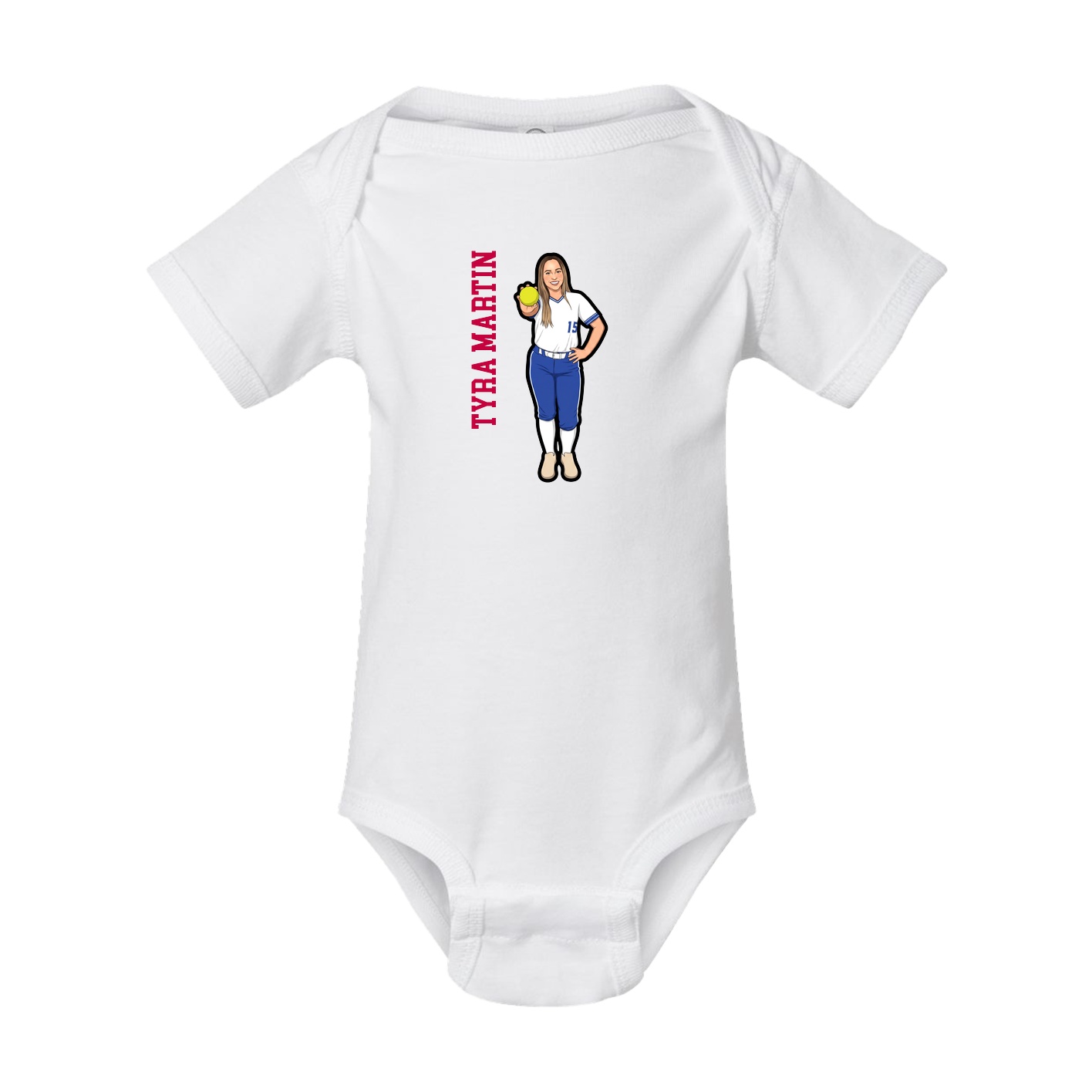 Baby Onesie — Name Vertical in White