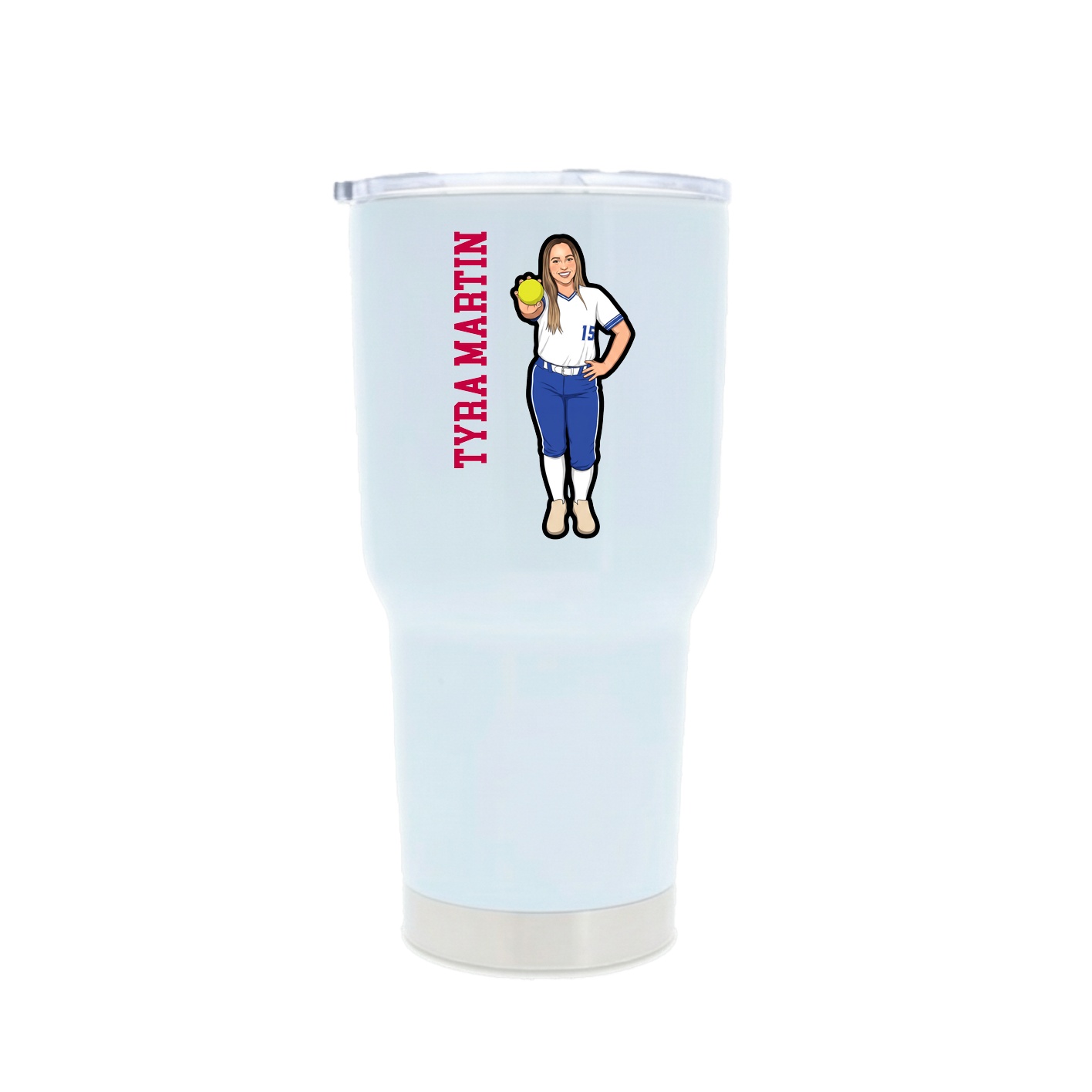 30oz Stainless Steel Tumbler — Name Vertical in White