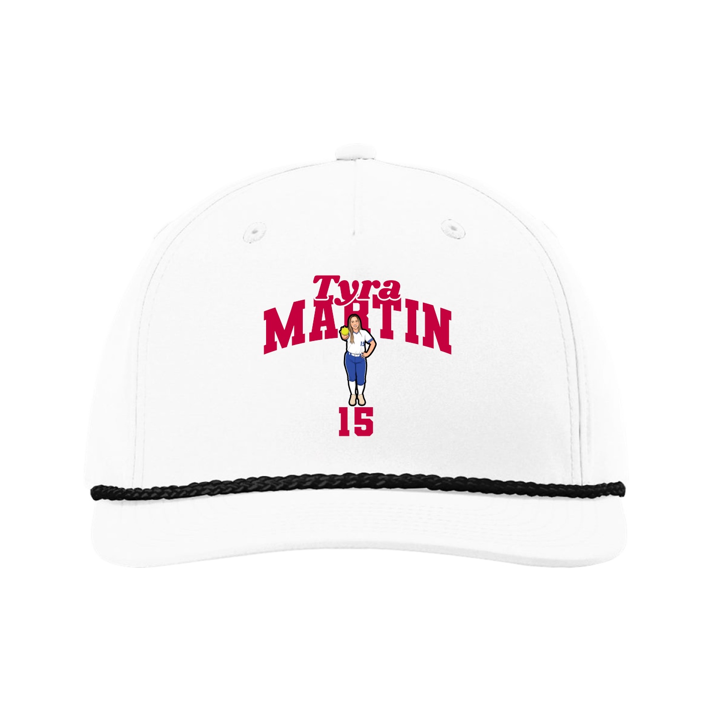 Five-Panel Classic Rope Cap — Signature Arch in White