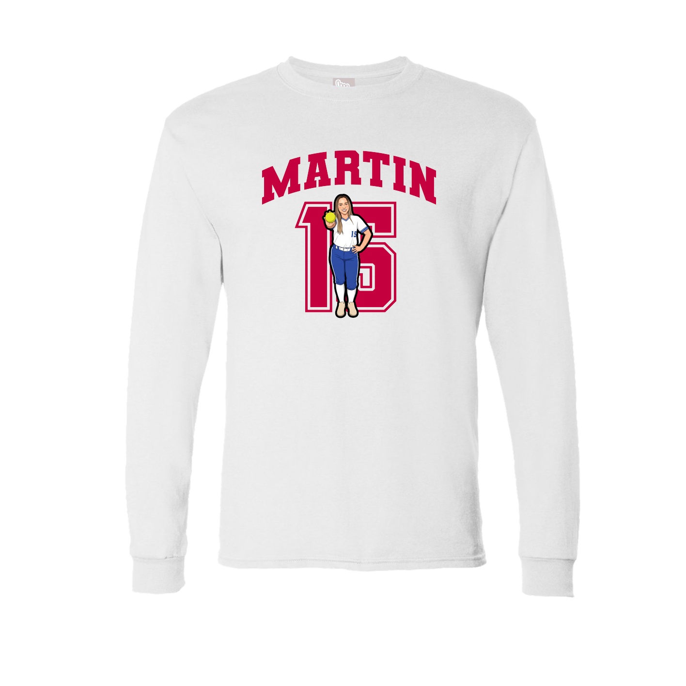 Long Sleeve Tee — Number in White