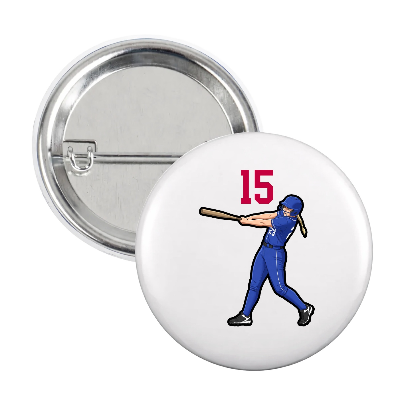Game Day Button — Number Top in White